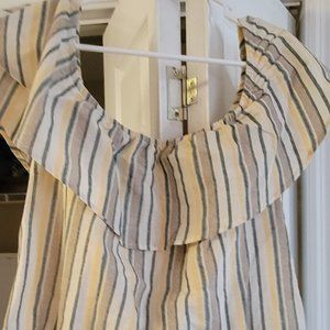 Pre-owned Women's Off The Shoulder Stripped Shirt SZ XL